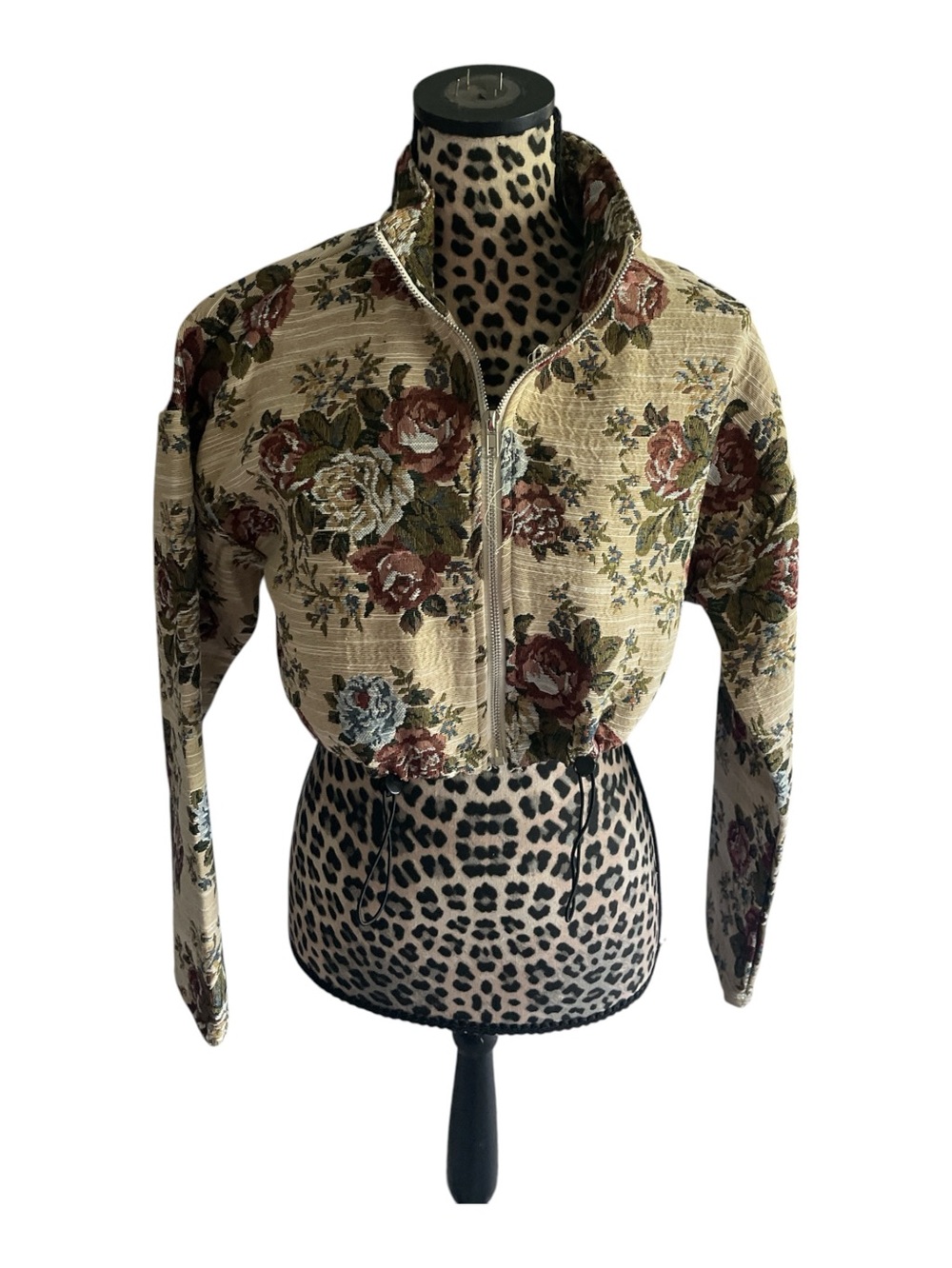 Daisy Beige Floral Tapestry Bomber Jacket